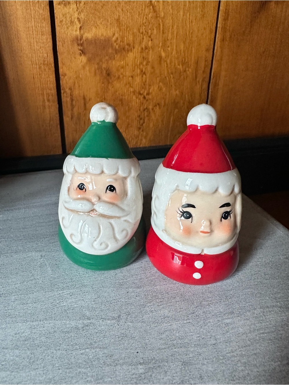 Johanna Parker Holiday Santa & Mrs. Claus Salt and Pepper Shakers - Red & Green